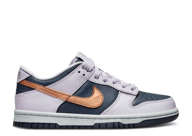 2022 New Nike Dunk Low GS âCopper Swooshâ Midnight Navy/Metallic Copper-White DX1663-400
