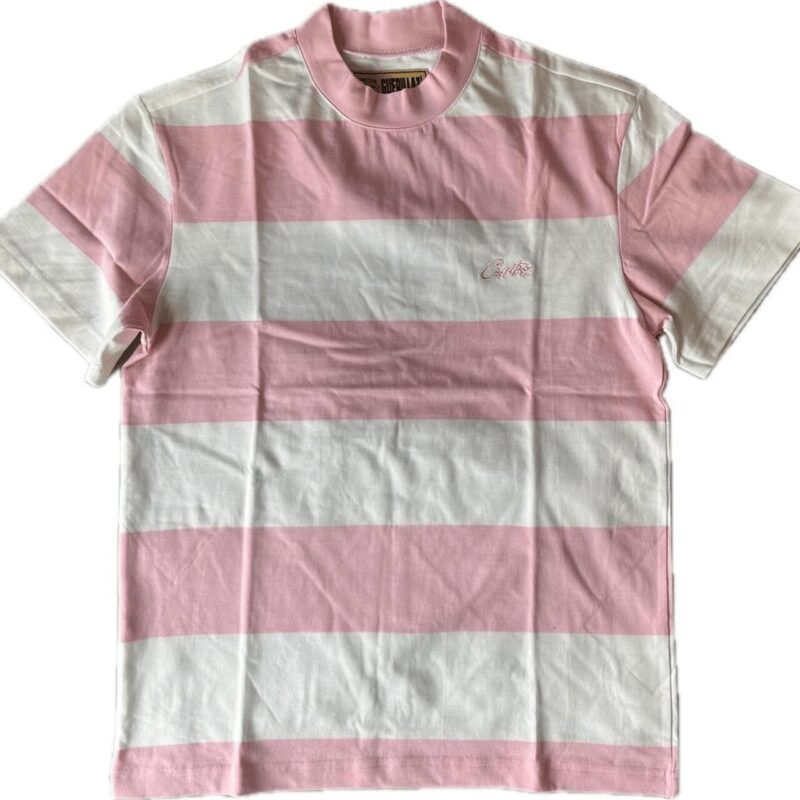 Corteiz Striped Tee 'Pink/White'