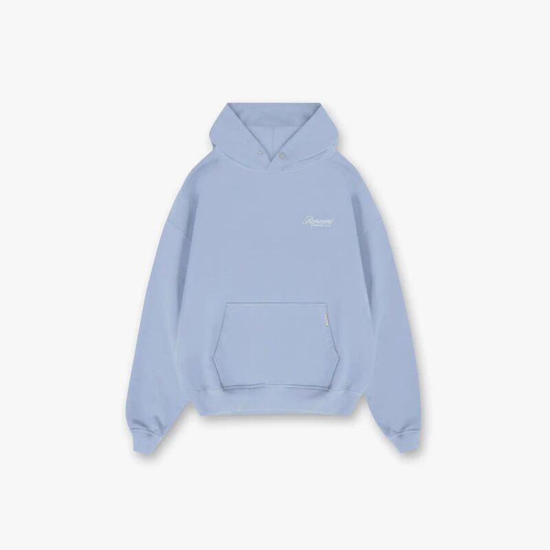 Represent Owners Club Script Hoodie 'Dusty Blue' - Image 2